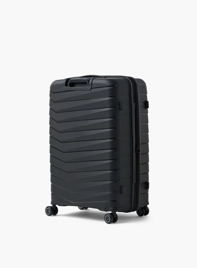 Wave BLACK Textured Hardcase Trolley Bag With Retractable Handle - Set Of 3  | Best Price UAE