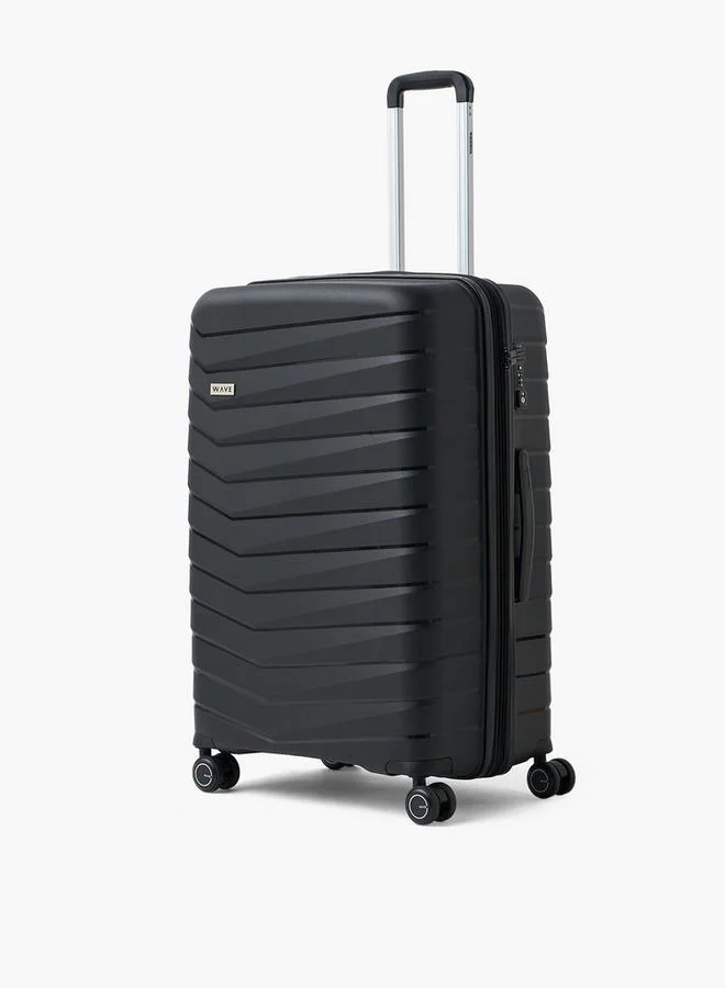 Wave BLACK Textured Hardcase Trolley Bag With Retractable Handle - Set Of 3  | Best Price UAE