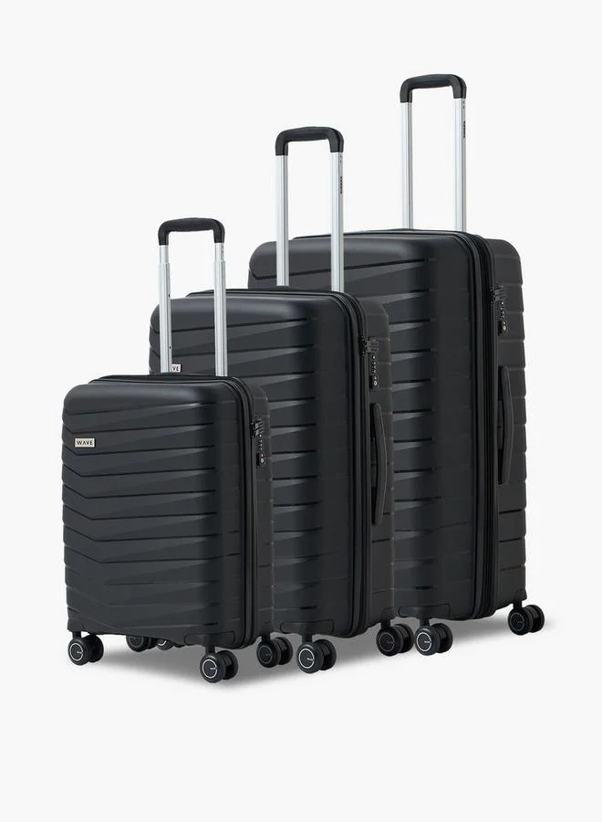 Wave Textured Hardcase Trolley Bag With Retractable Handle - Set Of 3