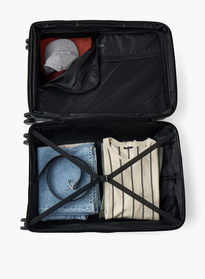 Wave BLACK Textured Hardcase Trolley Bag With Retractable Handle - Set Of 3  | Best Price UAE