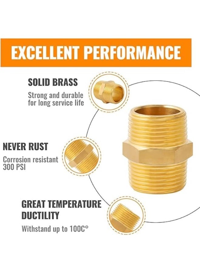 Biella Bsp Male Solid Brass Hex Nipples, Heavy Brass Pipe Adapter Fittings Equal Nipples Connectors Male Thread Hose Pack Of 2 (1 1/4 X 1 1/4) - Image 4