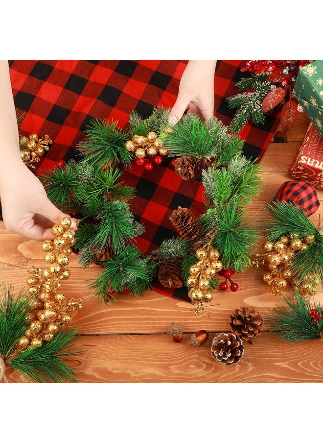 Geosar 24 Pieces Christmas Artificial Greenery Pine Branches Small Holly Artificial Berries Picks Bulk For Crafts Wreath Decorations Xmas Tree Party Gift For Christmas Holiday Decor (Gold)  - Image 5