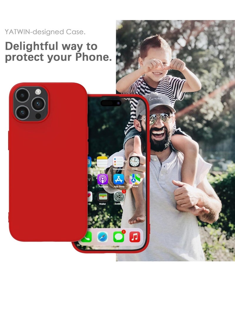 MUNTAQI غطاء سيليكون أحمر MUNTAQI لجهاز iPhone 15 Pro Max – لمسة ناعمة، مضاد للصدمات، مضاد للغبار، درع كامل مضاد للانزلاق - Image 2