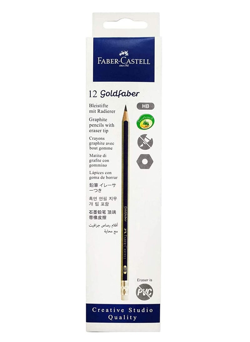 FABER-CASTELL - 12-Piece Gold Faber Hexagonal HB Pencils - Image 1