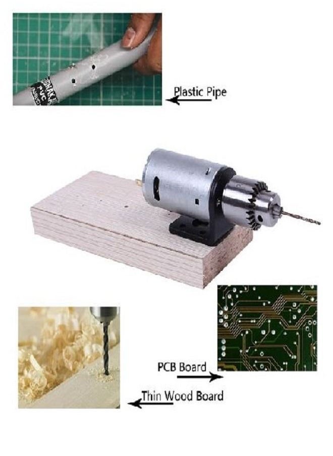 ماركة غير محددة - مجموعة مثقاب كهربائي صغير DIY متقدم + محرك 12Vdc + حامل محرك - Image 1