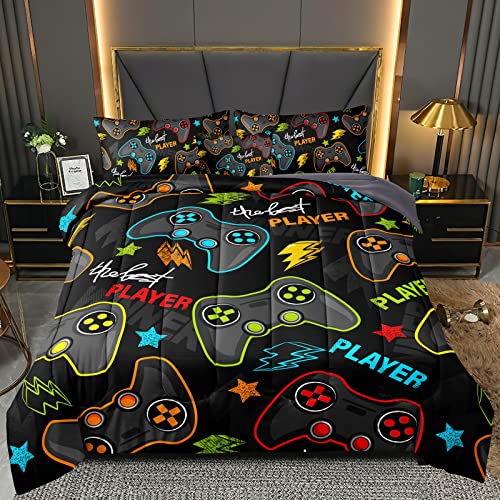 BDUCOK 6 Pieces Gamer Comforter Set for Boys Gaming Bedding Set Queen Size,Video Game Controller Comforter for Boys Kids Adult 3D Gamepad Microfiber Bedding Sets 6 Pieces Bed in A Bag Sets3011,Queen - Image 2