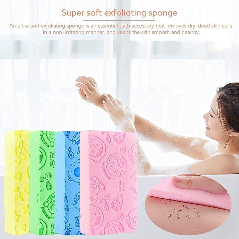 VINSU VINSU Ultra Soft Exfoliating Sponge Asian Bath Sponge For Shower Japanese Spa Cellulite Massager Dead Skin Remover Sponge For Body Face Scrubber for Women and Men Multicolor 2pcs  - Image 4