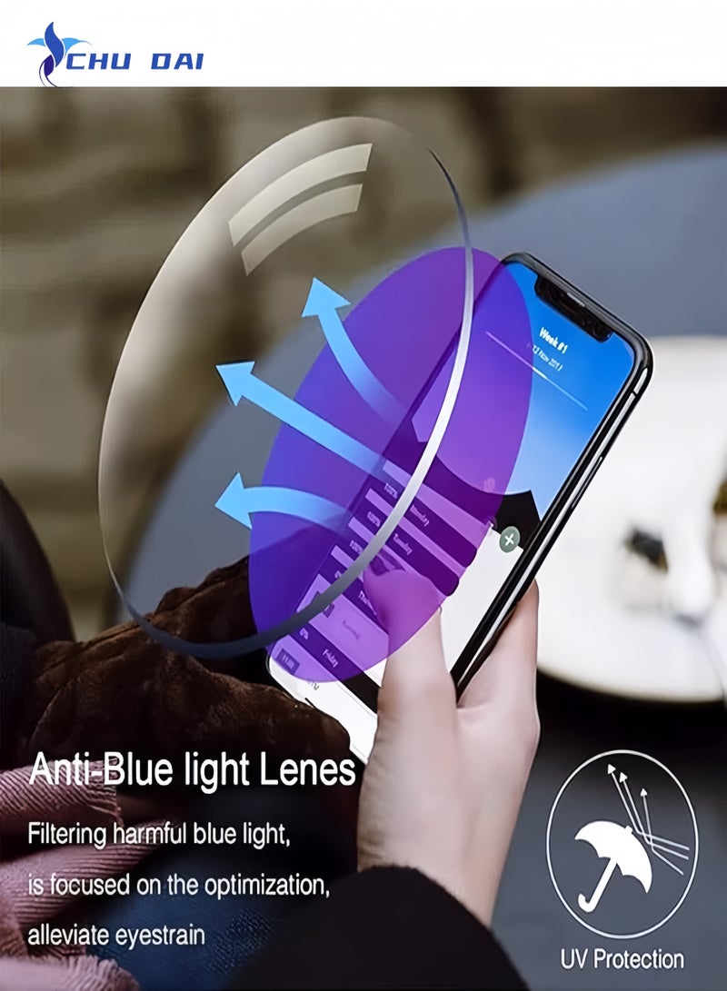CHU DAI Reading Glasses Intelligent Zoom Anti Blue Light Color-Changing Presbyopia Glasses for Men and Women  - Image 3