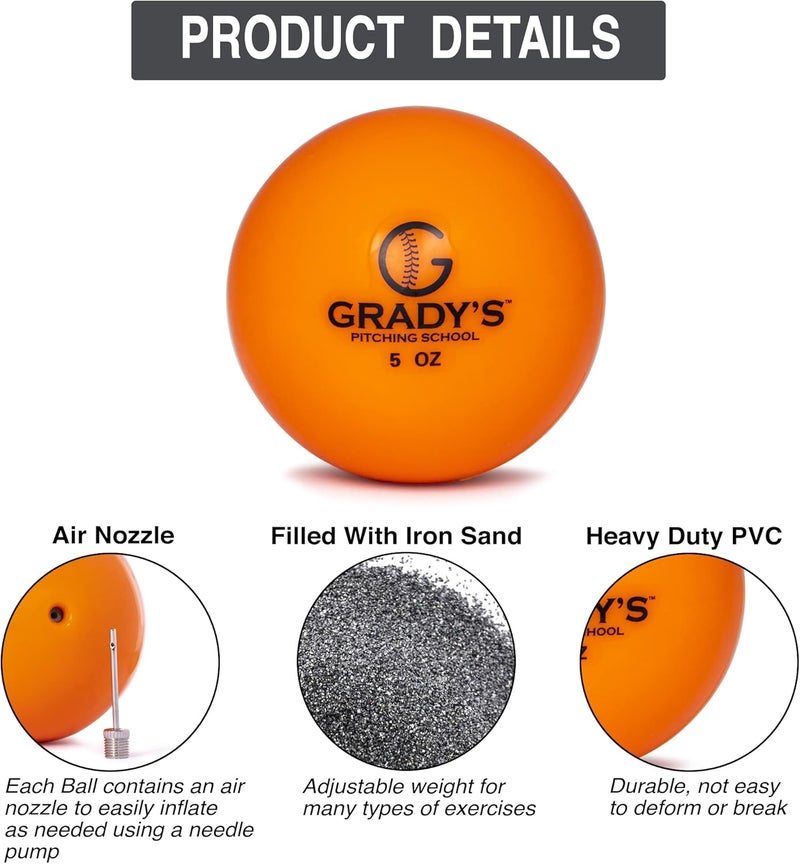 Grady's Pitching School Weighted Velocity Training Ball Set – Seam & Seamless Options for Pitching & Arm Strength + Set of 6 Balls + Carrying Case - Image 3