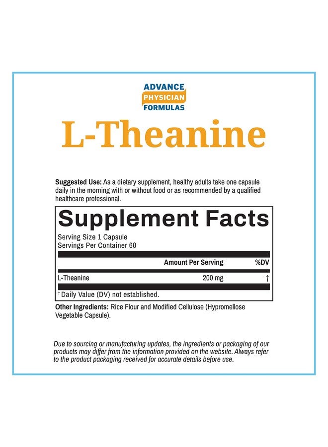 Advance Physician Formulas, L-Theanine, 200 mg, 60 Vegetable Capsules - Image 2