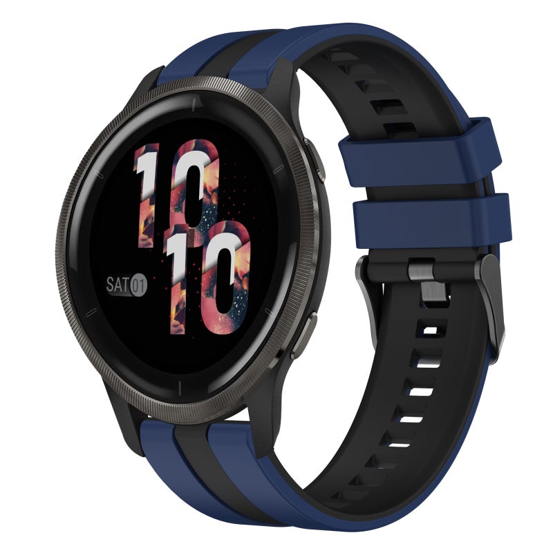 إيروريكس سوار ساعة Garmin Venu 2 الرياضي المصنوع من السيليكون بلونين مقاس 22 مم (أزرق + أسود) - Image 1