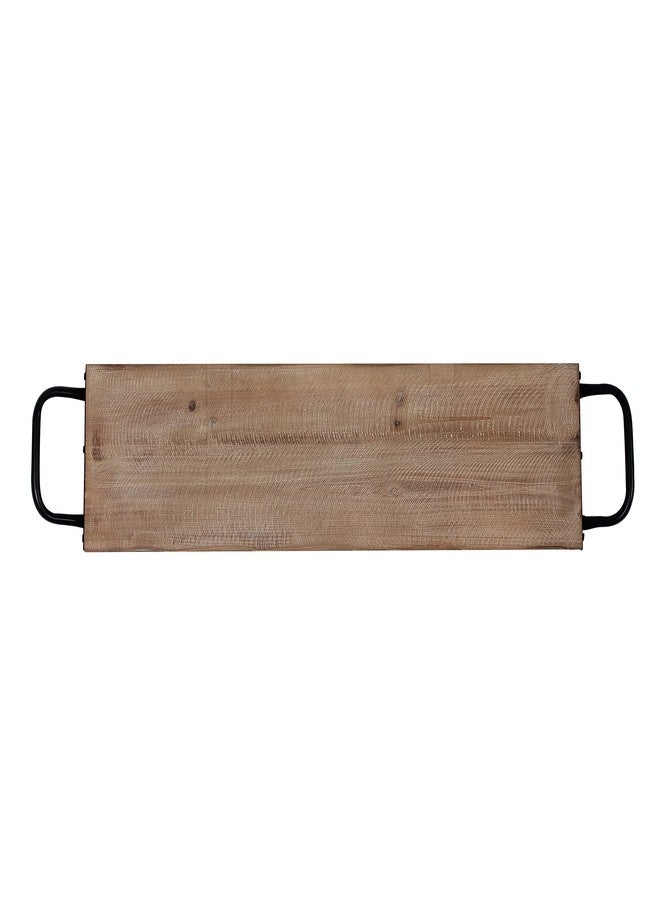 SOFE Rectangular Long Narrow Tray Table Centerpiece - Wood Serving Tray with Handles - 25 Inch Large Serving Platters for Entertaining - Rustic Wood Decorative Tray for Home Room Decor - Image 5
