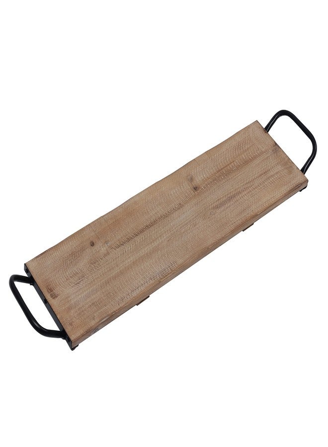 SOFE Rectangular Long Narrow Tray Table Centerpiece - Wood Serving Tray with Handles - 25 Inch Large Serving Platters for Entertaining - Rustic Wood Decorative Tray for Home Room Decor - Image 1