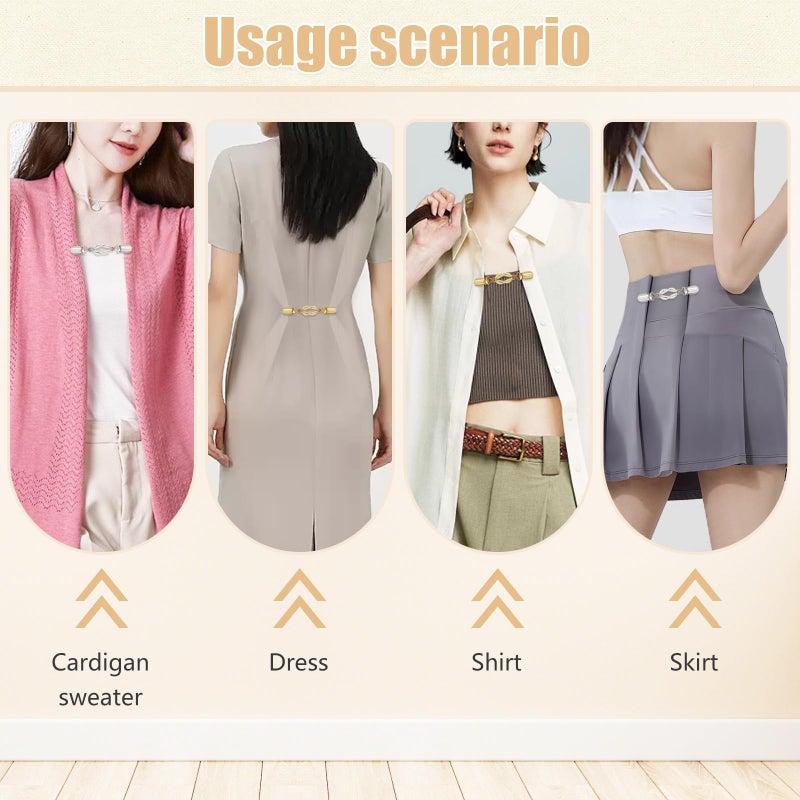 Frutain 2 Pcs Waist Cincher & Shirt Clip Retro Dress Cinch Clips for Shawl,Cardigan,Sweater,Clothes & Pant Tightener Clip(Knot) - Image 5