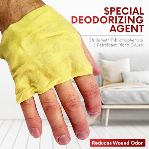 HEALQU Xeroform Petrolatum Dressing - 1"x8" - Non-Adherent Gauze Pad for Low Exudating Wounds - Fine Mesh Gauze Patch Sterile for Wound Care Lacerations, Burns & Skin Grafts Box of 10 - Image 2