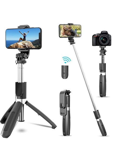 Selfie Stick, 3 in 1 Extendable Selfie Stick Tripod with Detachable Bluetooth Wireless Remote Phone Holder FOR ALL SMARTPHONES AND CAMS