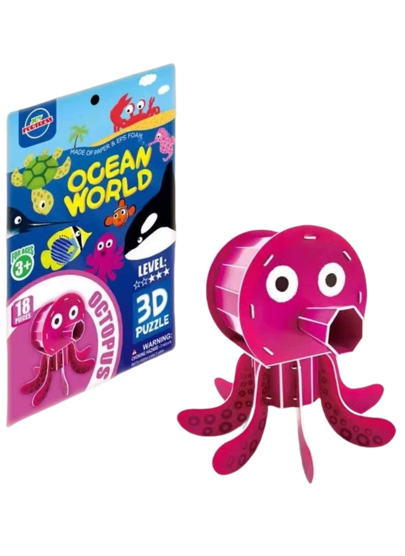 Kid's Ocean World Animals DIY Puzzle: 3D Octopus Paper Model Kit - Quick Assembly Educational Toy to Boost Spatial IQ  - Image 1
