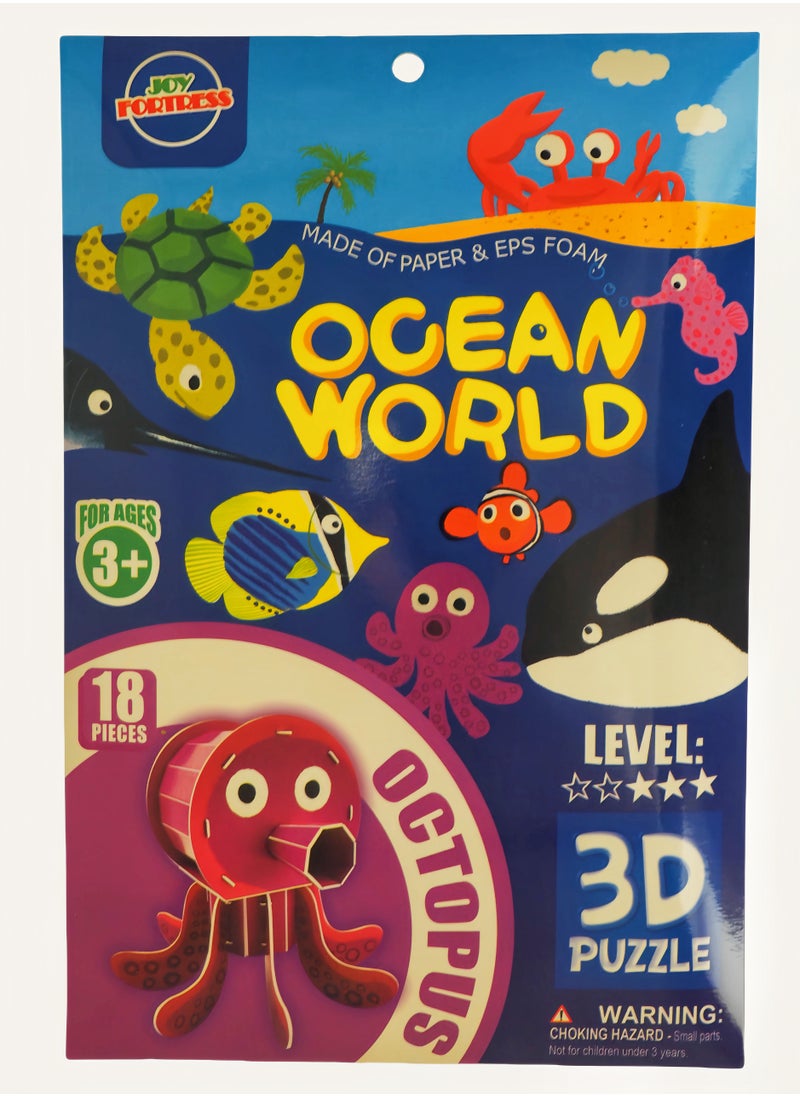 Kid's Ocean World Animals DIY Puzzle: 3D Octopus Paper Model Kit - Quick Assembly Educational Toy to Boost Spatial IQ  - Image 2