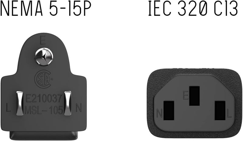 Cable Leader 5ft 18 AWG Universal Power Cord IEC320 C13 to NEMA 5-15P, Extension Power Cord, Compatible with Computers, Monitors, Printers & TVs, Black - Image 5