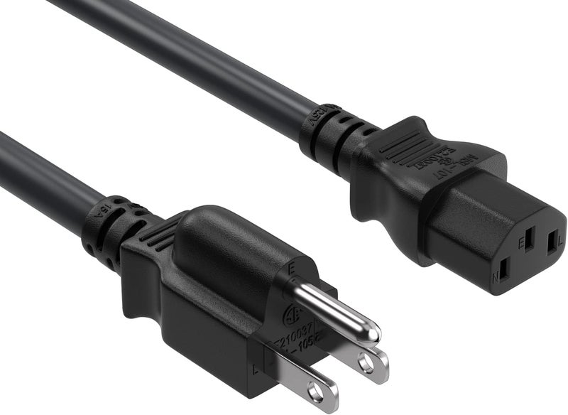 Cable Leader 5ft 18 AWG Universal Power Cord IEC320 C13 to NEMA 5-15P, Extension Power Cord, Compatible with Computers, Monitors, Printers & TVs, Black - Image 1