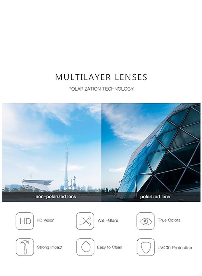 SYOSI نظارات شمسية عصرية مستقطبة، نظارات شمسية قابلة للطي، نظارات حماية من الأشعة فوق البنفسجية، نظارات شمسية للرجال والنساء بتصميم ستيمبانك مع عدستين مزدوجتين - Image 5