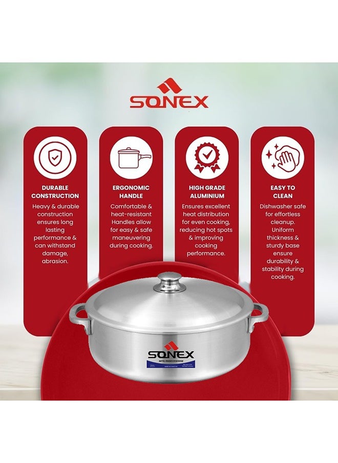 SONEX SONEX Imperial Caldero, 23.5 cm (4 Ltr) – Premium Aluminium Shallow Pot/Dutch Oven, Durable Riveted Handle, Superior Heat Distribution, Dishwasher Safe, Ideal for Rice, Stews, Braises, and Casseroles  - Image 4