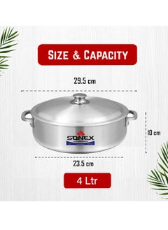 SONEX SONEX Imperial Caldero, 23.5 cm (4 Ltr) – Premium Aluminium Shallow Pot/Dutch Oven, Durable Riveted Handle, Superior Heat Distribution, Dishwasher Safe, Ideal for Rice, Stews, Braises, and Casseroles  - Image 5