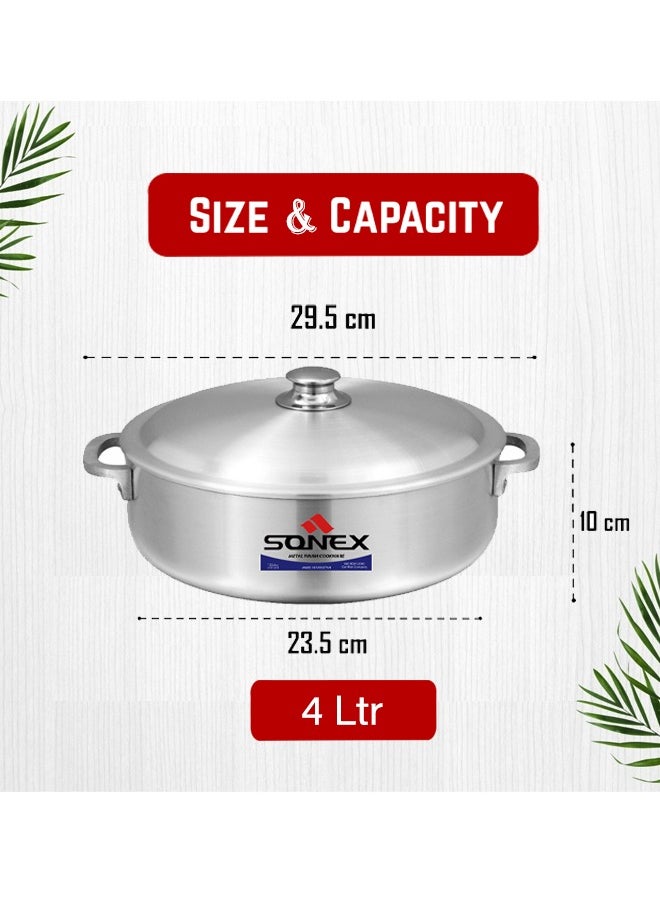 SONEX SONEX Imperial Caldero, 23.5 cm (4 Ltr) – Premium Aluminium Shallow Pot/Dutch Oven, Durable Riveted Handle, Superior Heat Distribution, Dishwasher Safe, Ideal for Rice, Stews, Braises, and Casseroles  - Image 5