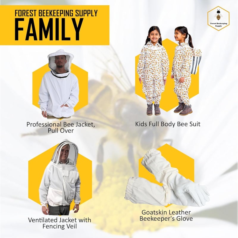 FOREST BEEKEEPING SUPPLY Forest Beekeeping Vented-Jacket with Fencing Veil Hood, Ventilated Premium Beekeeper Jackets YKK Brass Zippers, Professional, Commercial, and Beginner Beekeepers (3XL) - Image 5