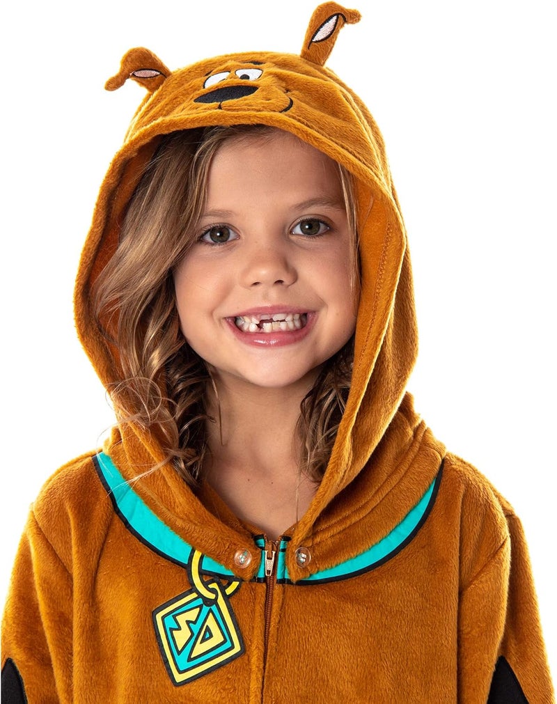 INTIMO Scooby Doo Kids Hooded Character Union Suit Lounge One-Piece Pajama Loungewear Sleepwear For Girls Boys - Image 1