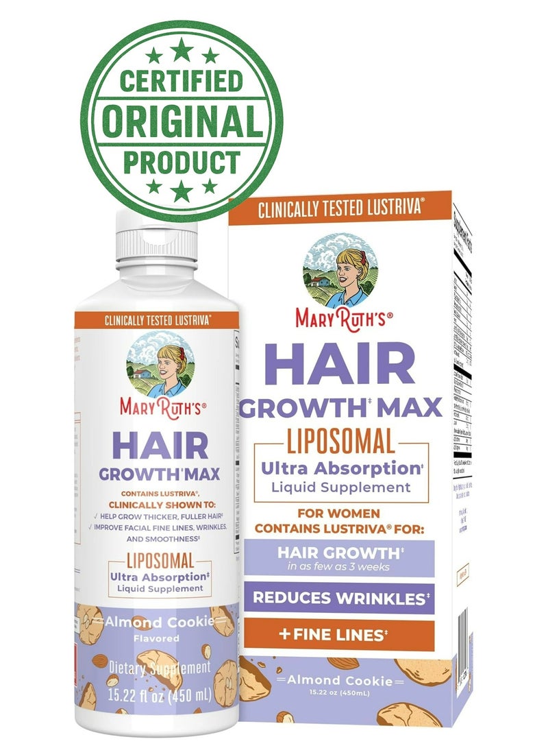 MaryRuth's MaryRuth’s Women’s Hair Growth MAX Liposomal 450ml | Liquid Supplement with Lustriva, Biotin 10000mcg & Pumpkin Seed Oil | Hair Thickening, Skin & Nail Support | Anti-Aging Formula for Women Ages 18+ - Image 1
