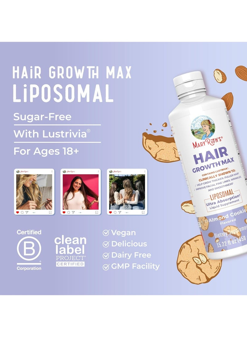 MaryRuth's MaryRuth’s Women’s Hair Growth MAX Liposomal 450ml | Liquid Supplement with Lustriva, Biotin 10000mcg & Pumpkin Seed Oil | Hair Thickening, Skin & Nail Support | Anti-Aging Formula for Women Ages 18+ - Image 3