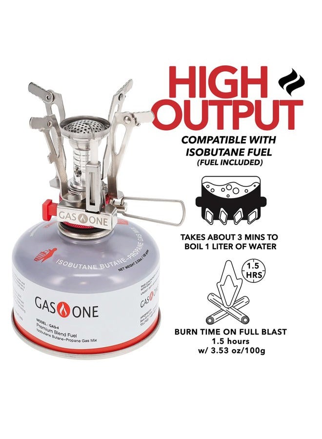 GasOne Gas One Backpacking Camping Stove - Pocket Rocket Stove with Piezo Ignition and Case for Isobutane fuel, 3" - Image 5