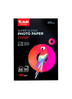 JOJO Super Glossy A4 Size Photo Paper with Premium Quality, 180 GSM, Pack of 20 Sheets 