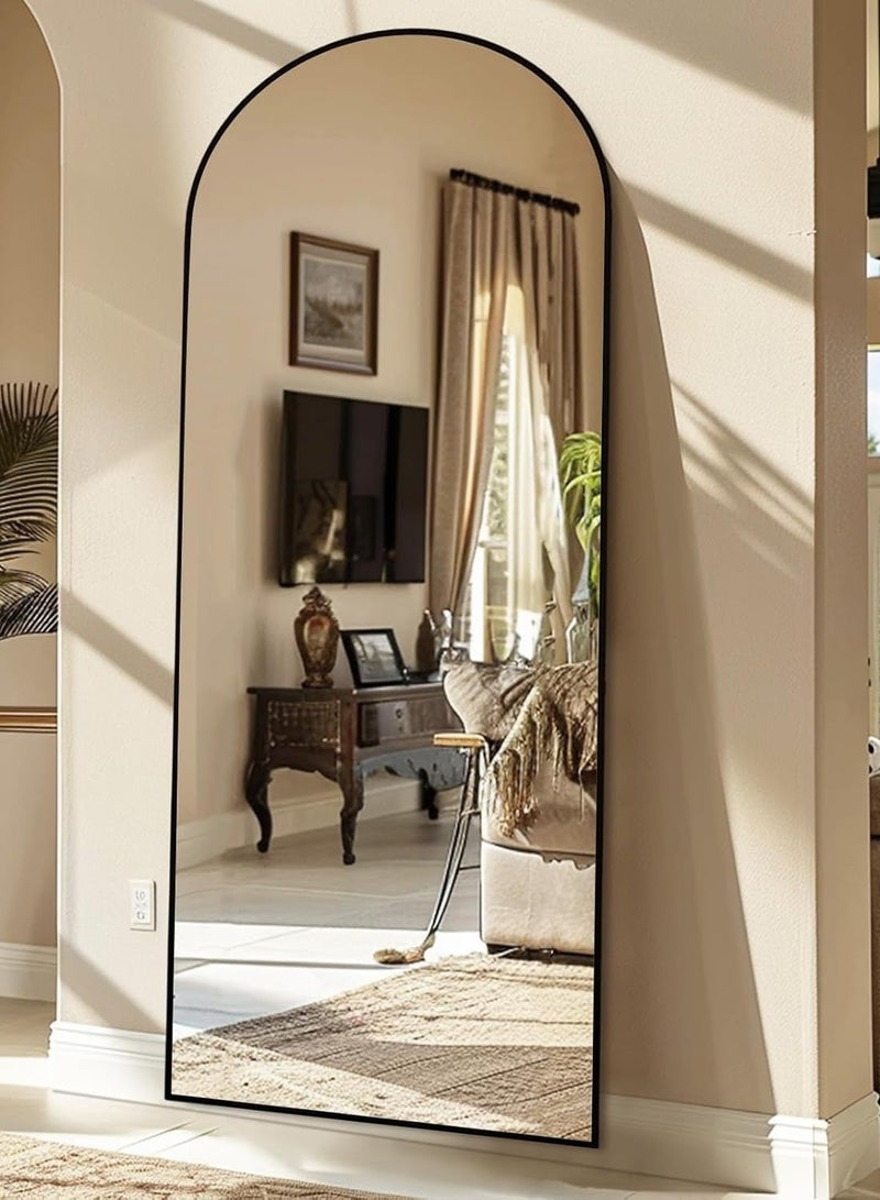 الأزرق جي دبليو مرآة مقوسة كاملة الطول بزاوية قائمة - مرآة مقوسة كاملة الطول بزاوية قائمة ومثبتة على الحائط بزوايا زجاجية عالية الدقة قابلة للتعديل إطار من الألومنيوم المتين ديكور منزلي عصري وأنيق لغرفة النوم غرفة المعيشة مدخل غرفة الملابس خزانة المدخل والممر - تصميم متين عالي الجودة (أسود) - Image 4