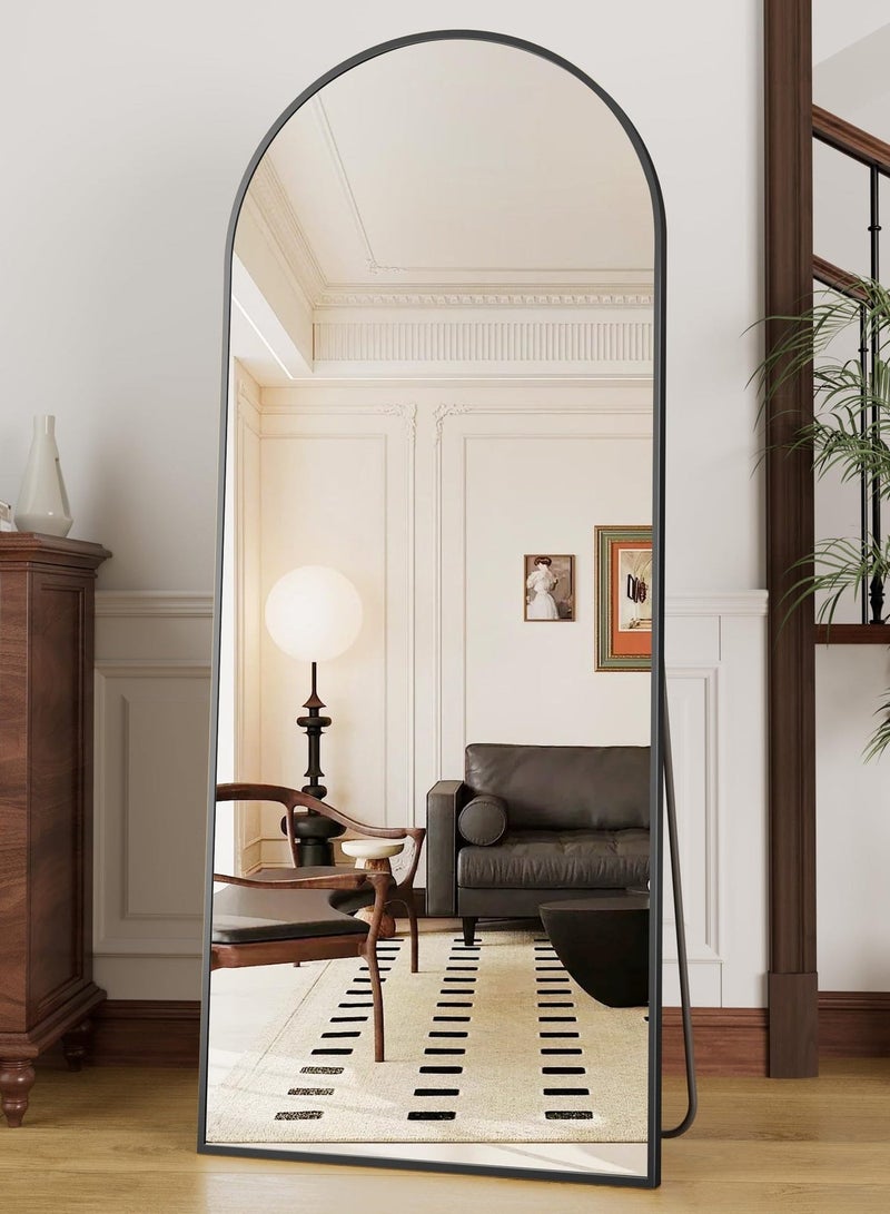 الأزرق جي دبليو مرآة مقوسة كاملة الطول بزاوية قائمة - مرآة مقوسة كاملة الطول بزاوية قائمة ومثبتة على الحائط بزوايا زجاجية عالية الدقة قابلة للتعديل إطار من الألومنيوم المتين ديكور منزلي عصري وأنيق لغرفة النوم غرفة المعيشة مدخل غرفة الملابس خزانة المدخل والممر - تصميم متين عالي الجودة (أسود) - Image 2