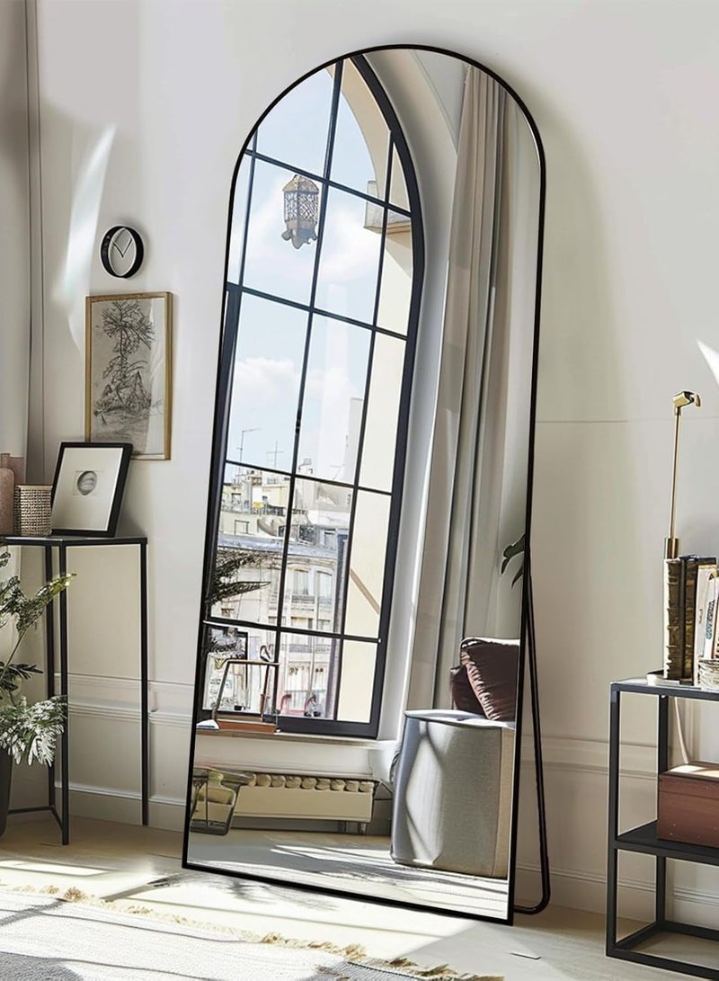 الأزرق جي دبليو مرآة مقوسة كاملة الطول بزاوية قائمة - مرآة مقوسة كاملة الطول بزاوية قائمة ومثبتة على الحائط بزوايا زجاجية عالية الدقة قابلة للتعديل إطار من الألومنيوم المتين ديكور منزلي عصري وأنيق لغرفة النوم غرفة المعيشة مدخل غرفة الملابس خزانة المدخل والممر - تصميم متين عالي الجودة (أسود) - Image 5