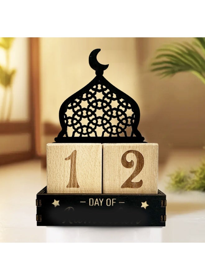 Nariele زخرفة تقويم عد تنازلي نجمة قمر خشبية - Image 2