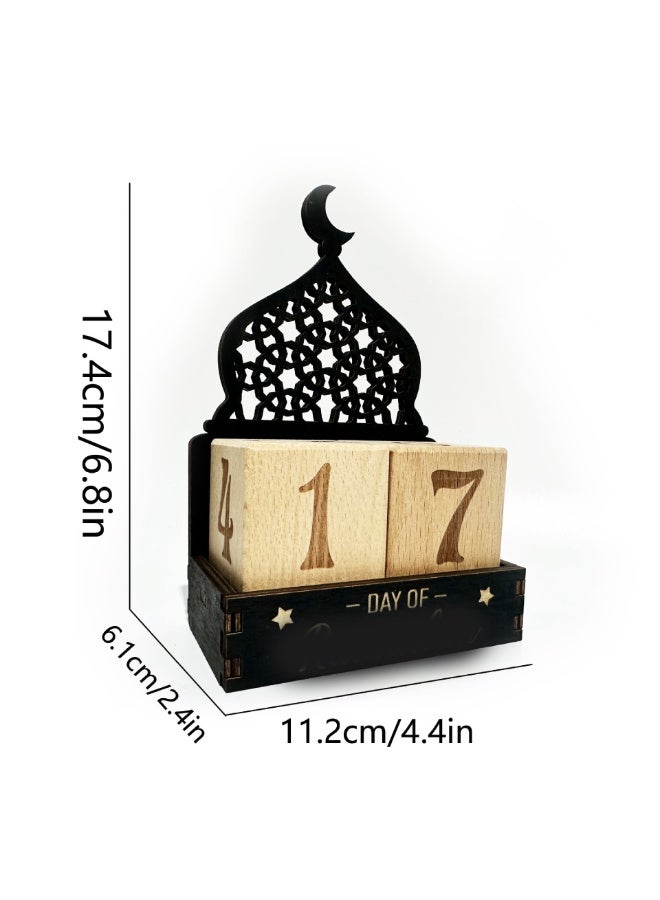 Nariele زخرفة تقويم عد تنازلي نجمة قمر خشبية - Image 4