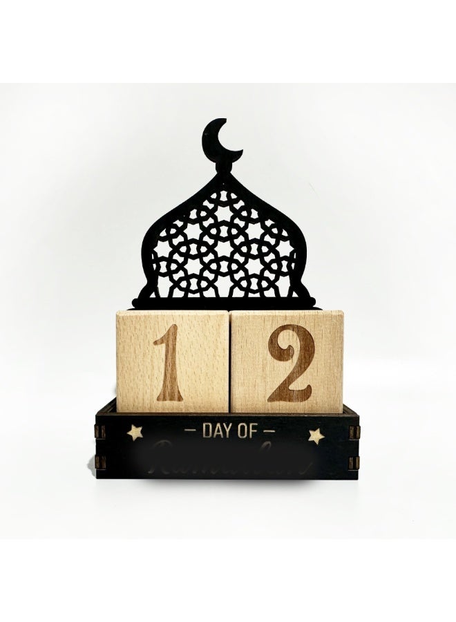 Nariele زخرفة تقويم عد تنازلي نجمة قمر خشبية - Image 3