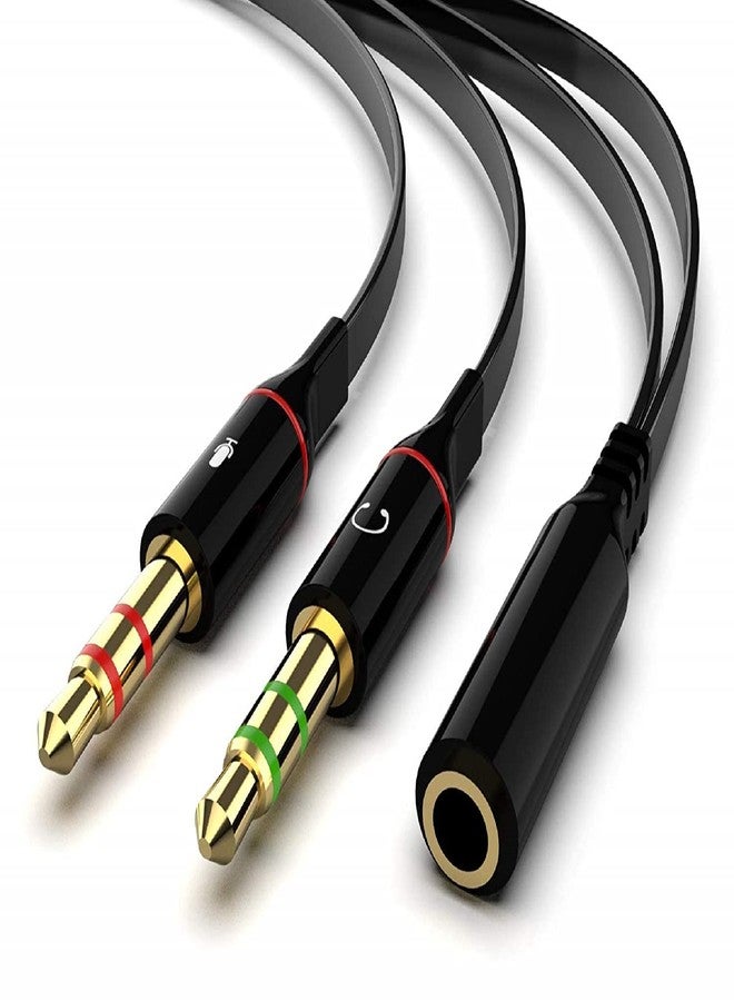 Maeline Headphone Splitter Adapter, 3.5mm Mic Cable for Computer, Headset 3.5mm Female to 2 Dual Male Microphone Audio Stereo Jack Earphones Port to Gaming Speaker PC - 10 Pack - Image 1
