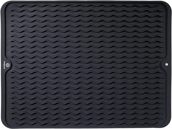 EZYHOME Silicone Dish Drying Mat for Kitchen Counter, Heat Resistant, Non-Slip Design, Quick Dry, Easy Clean, Raised Edge Holds Water, BPA Free, Food Grade Silicone 45cm x 40cm Large - Image 1