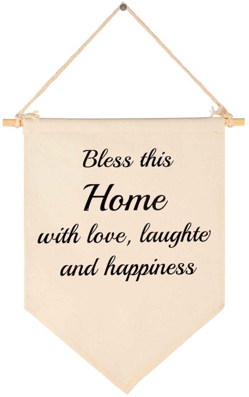 Bless This Home With LoveLaughterand Happiness Canvas Hanging Flag Banner Wall Sign Decor Gift for New HomeLiving RoomBedroomFront Porch Decor HousewarmingChristmasNew Year Gift