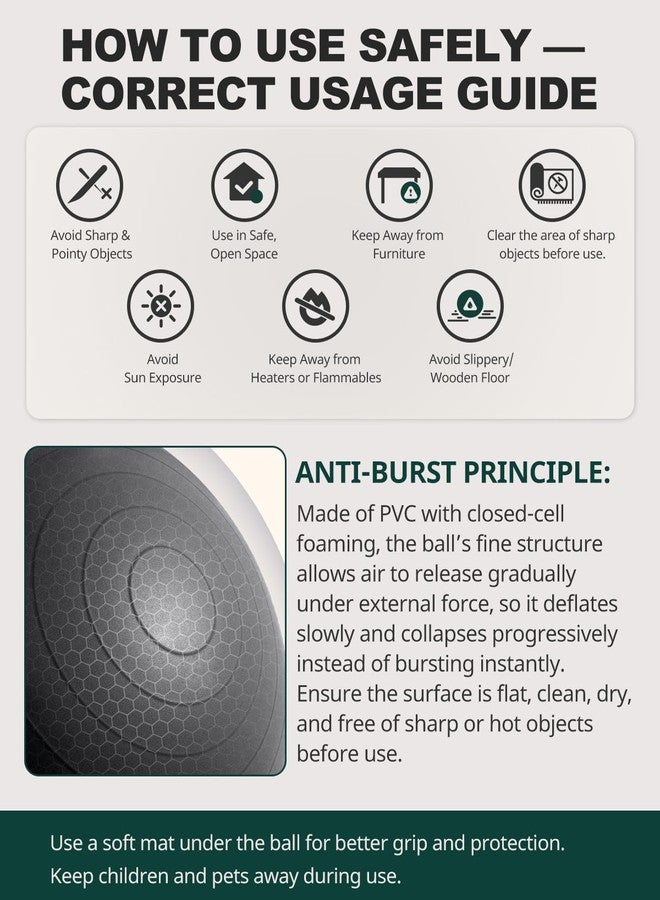 Trideer 45-85cm Extra Thick Exercise Ball (9 Colours), Birthing Ball, Ball Chair, Yoga Pilate Balance Ball with Pump, Anti-Slip & Anti-Burst, 910kg Core Cross Training Ball for Office & Home & Gym - Image 2