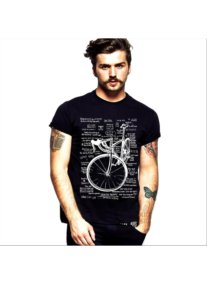 Rock&Roll Racing Bicycle Lettering Black Short Sleeve T-Shirt  - Image 3