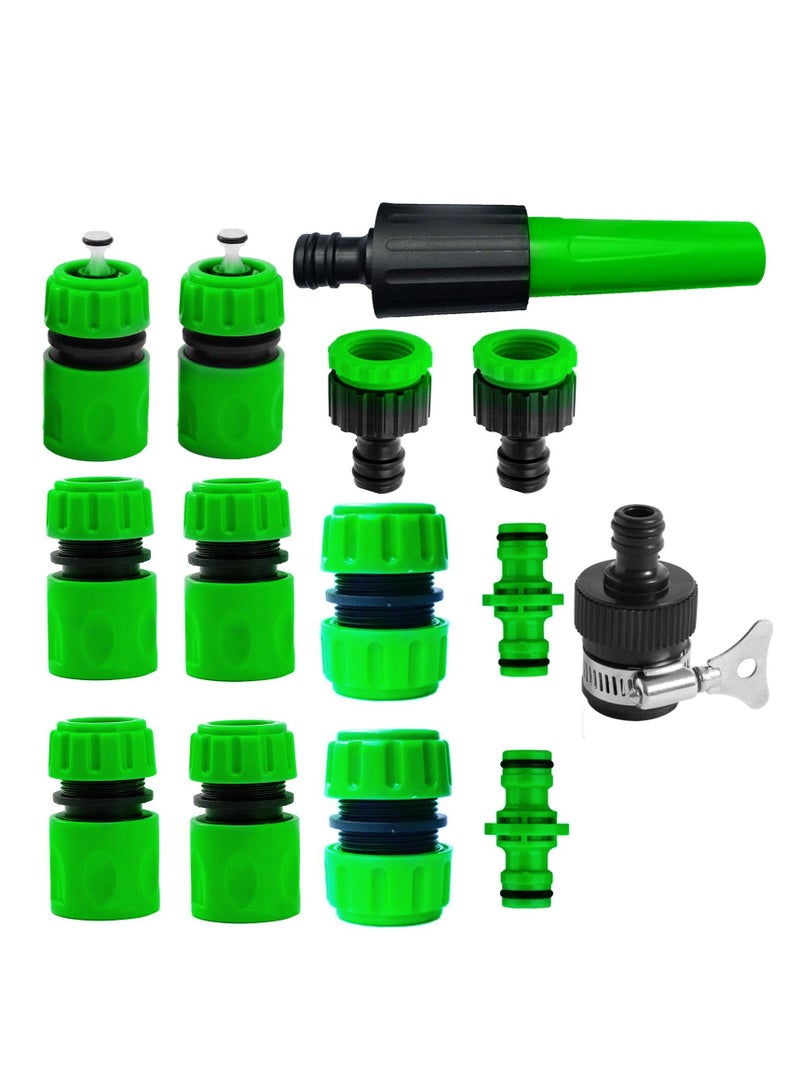 KASTWAVE 14 Pack Hose Tap Connector Kit for Join Garden Hose Pipe - Nozzle & Mixer Tap Connector, 2 Waterstop & Repair Connector, 2 Double Male & Hose Tap,  4 Hose End Quick Connector - Image 1