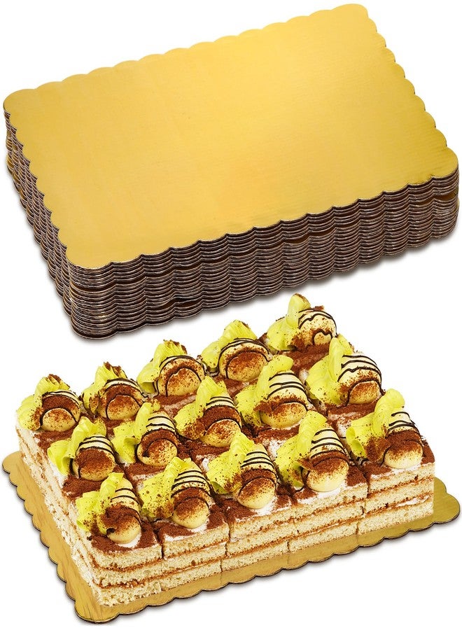 تيبري مجموعة تيبيري المكونة من 20 قاعدة كيك مستطيلة الشكل، مصنوعة من الكرتون للاستخدام مرة واحدة، مقاس 14 × 10 بوصة، مزينة بورق ذهبي، مثالية لخبز الكيك والبيتزا والمعجنات وتزيين الحفلات، مقاومة للدهون والرطوبة. - Image 1