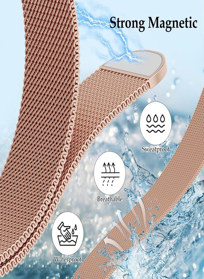Vigamen Waterproof Stainless Steel Milanese Band with Case Compatible for Apple Watch Bands 40mm for Women Men,Breathable Metal Magnetic Replacement Strap for iWatch Series 6 5 4 SE SE 3,Rose Gold - Image 2
