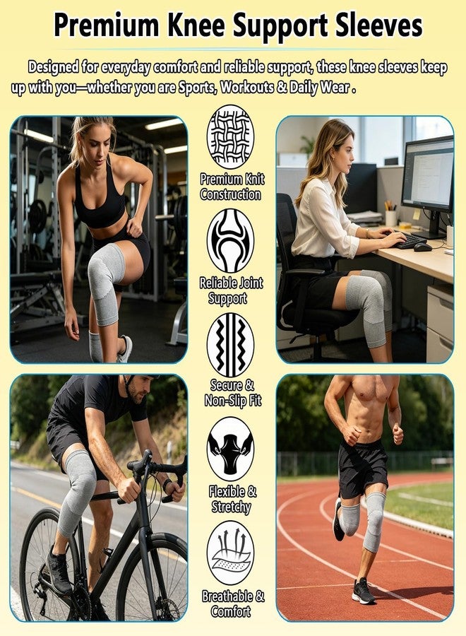 One-Commprssion Bamboo Knee Sleeves, Knee Brace for Women Men Knee Pain - Image 3
