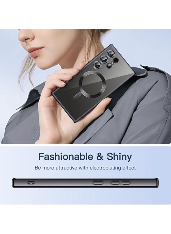 erorex Soft Clear Case for Samsung Galaxy S24 Ultra 6.8-Inch, Camera Lens Full Protection, Compatible with MagSafe Wireless Charging, Shockproof Electroplated TPU Phone Cover Black - Image 5